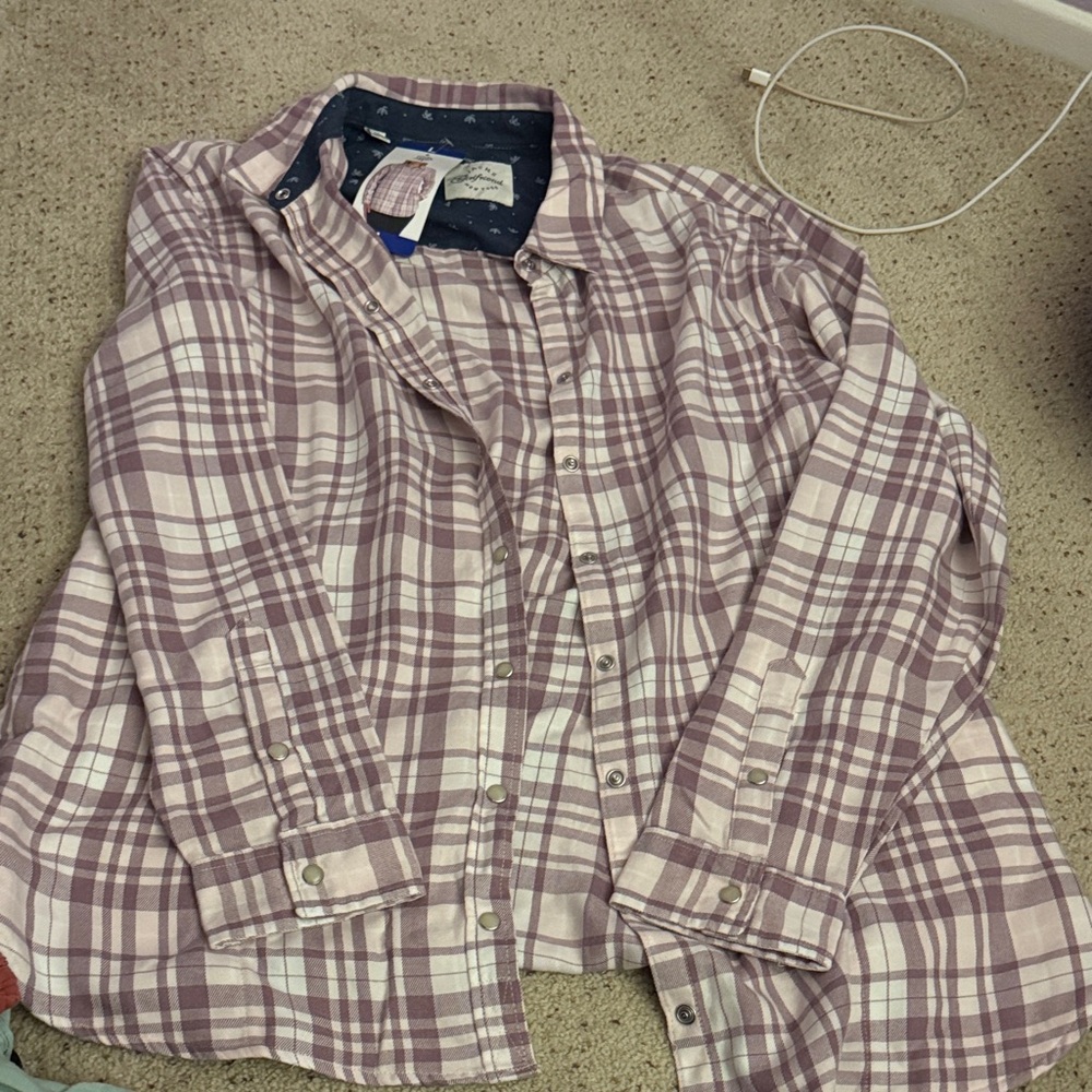 Jachs Women Plaid Shirt in Lavender and White